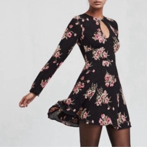 Reformation Delancey Floral Mini Dress Black Size 10 - Picture 1 of 10